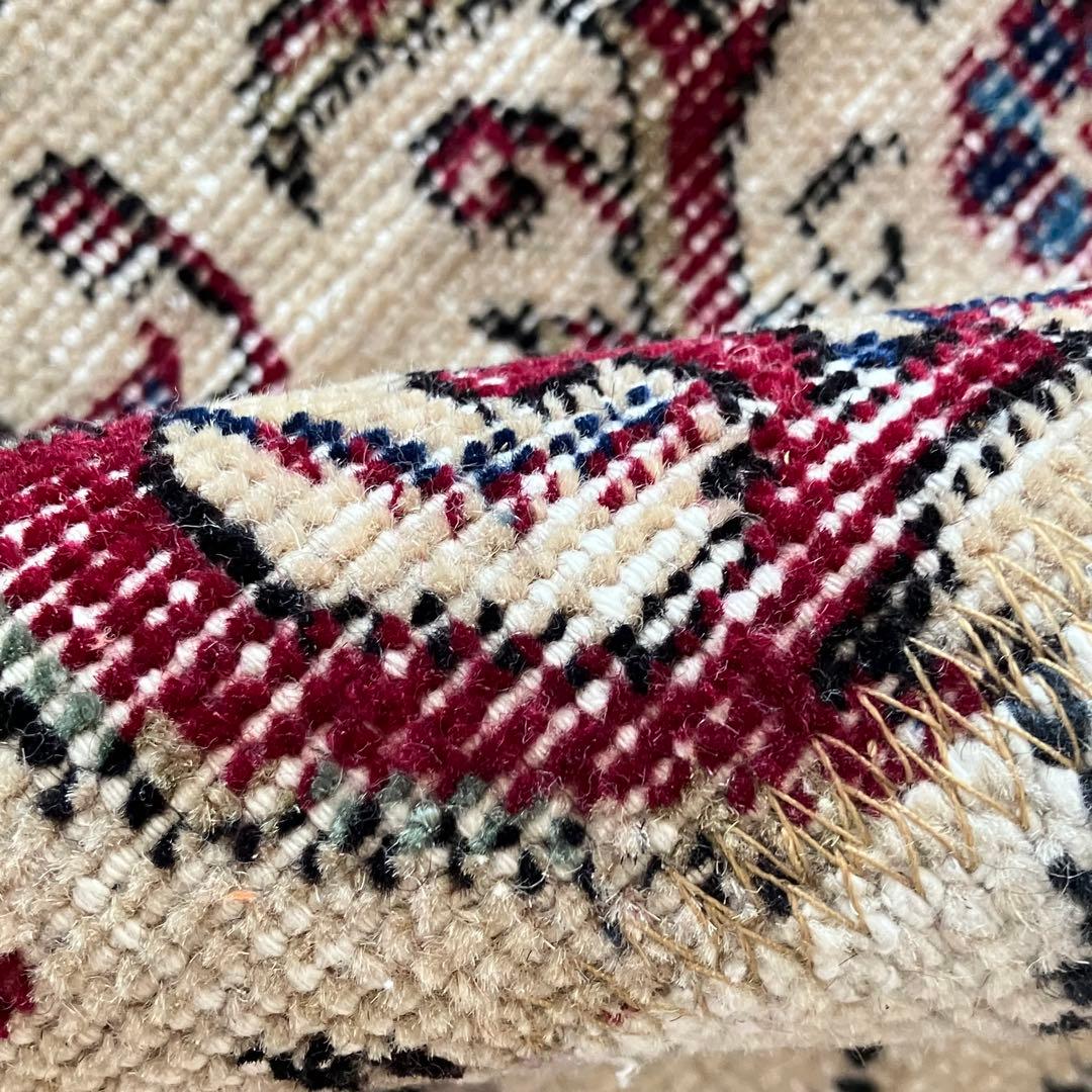 超ロングネイビー65×249レッド　パッチワークランナー　トルコヴィンテージラグ