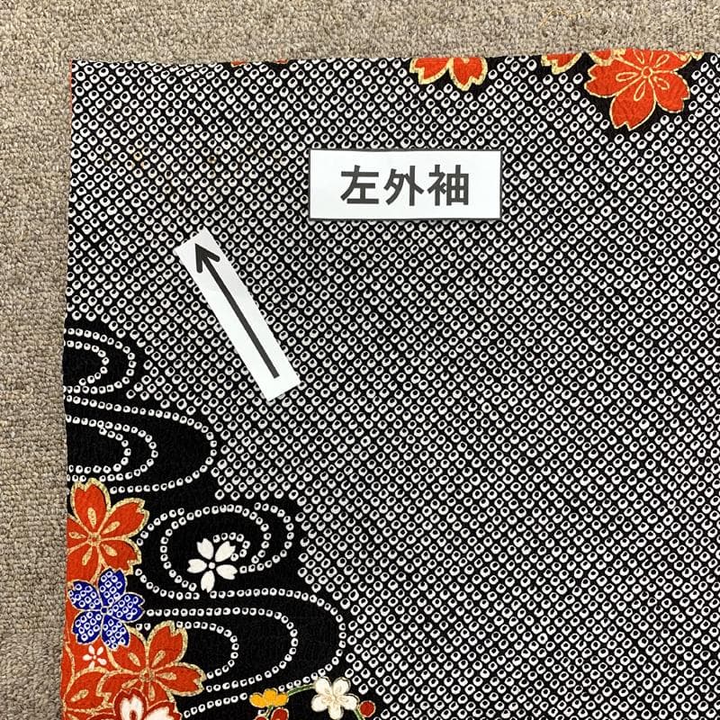 504ag67□七五三 七歳 女児 着物&袋帯 総絞り風 金彩 鴛鴦□状態良好