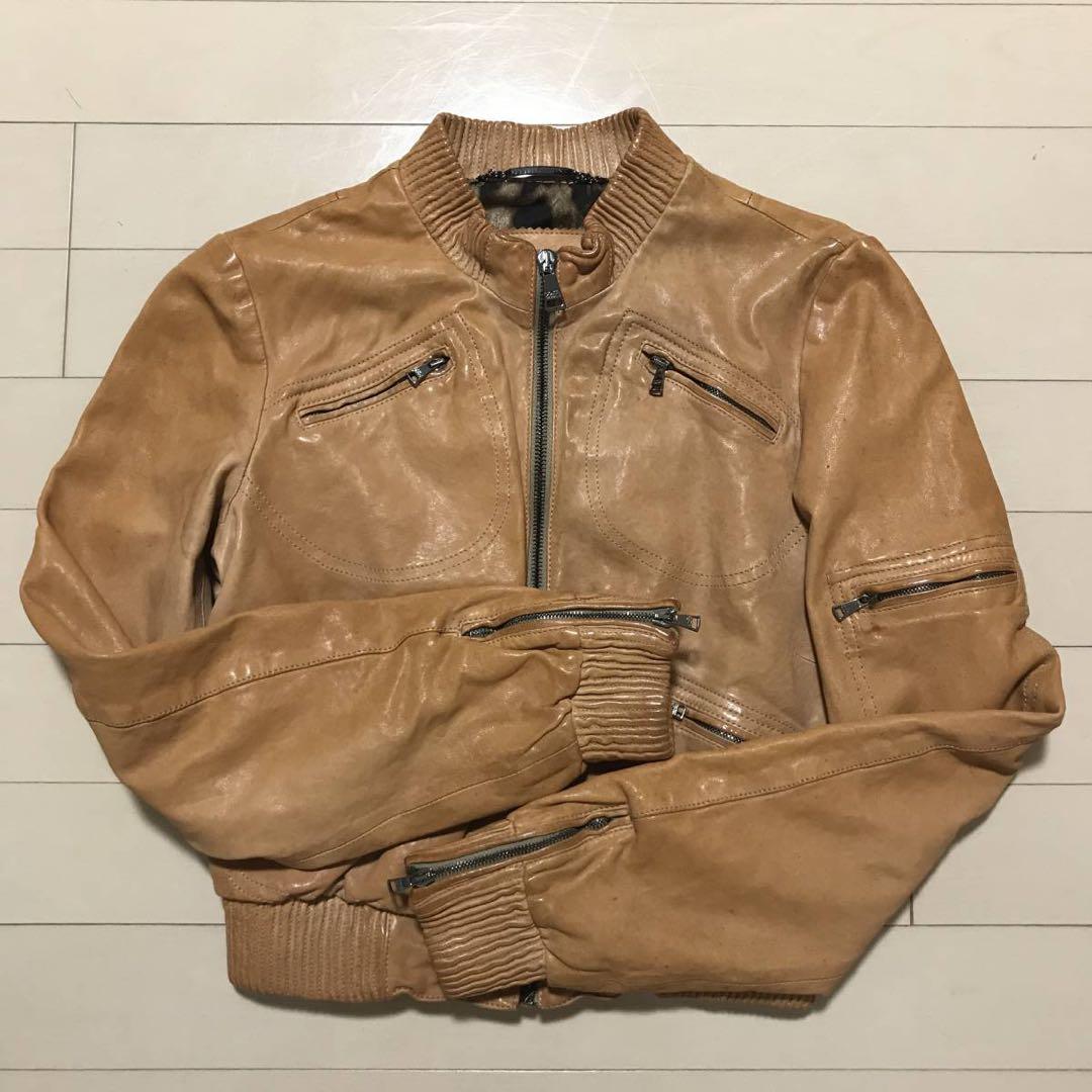 ちゃむち 本物 ドルチェ&ガッバーナ ライダース レザー ジャケット 38