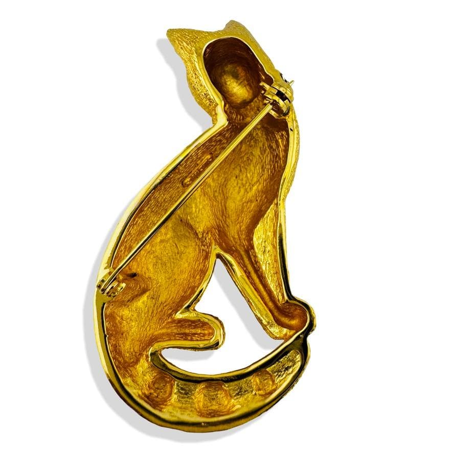 ディオール Dior キャットモチーフ ブローチ　猫 回転ピン ラインストーン