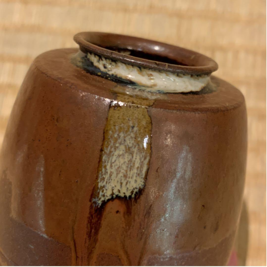 【茶道具】高取焼 肩衝茶入 鬼丸雪山作