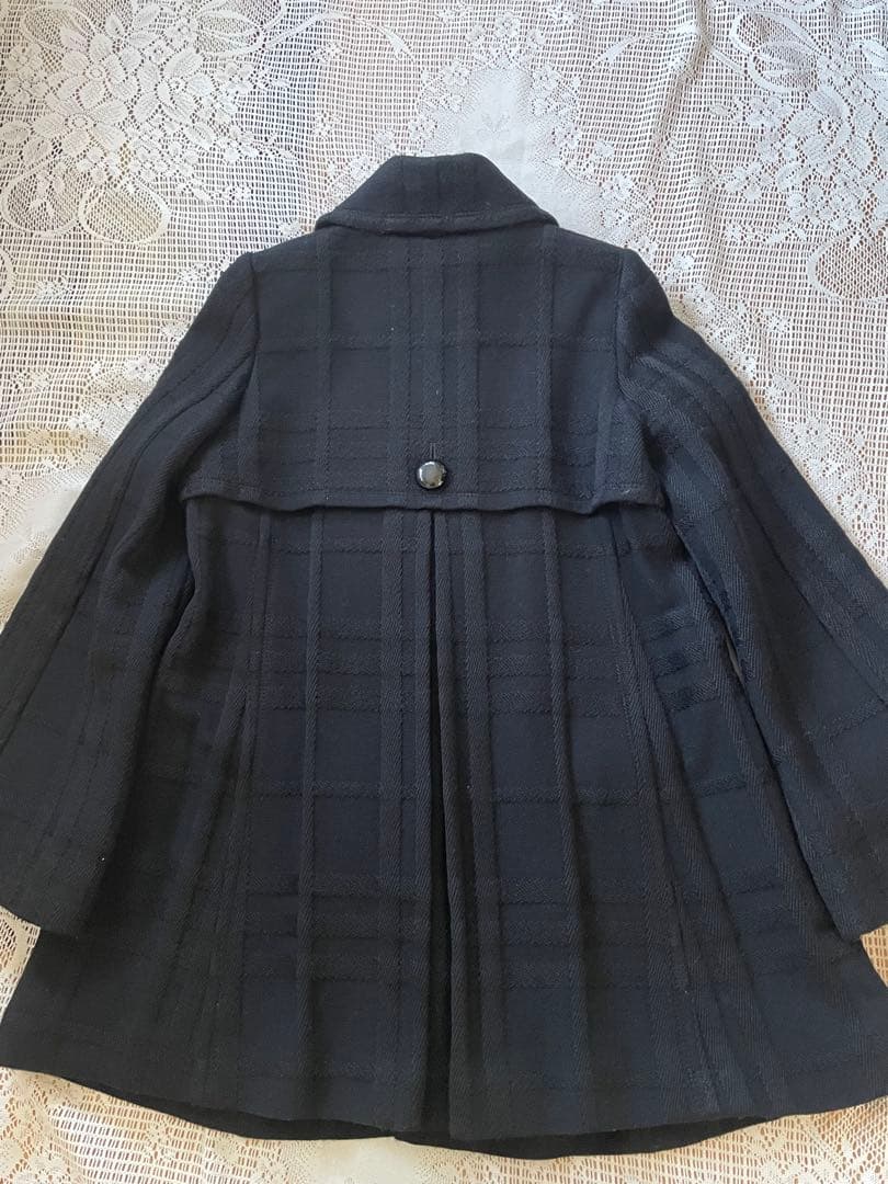 バーバリーブルーレーベルAラインウールコート　ブラック
