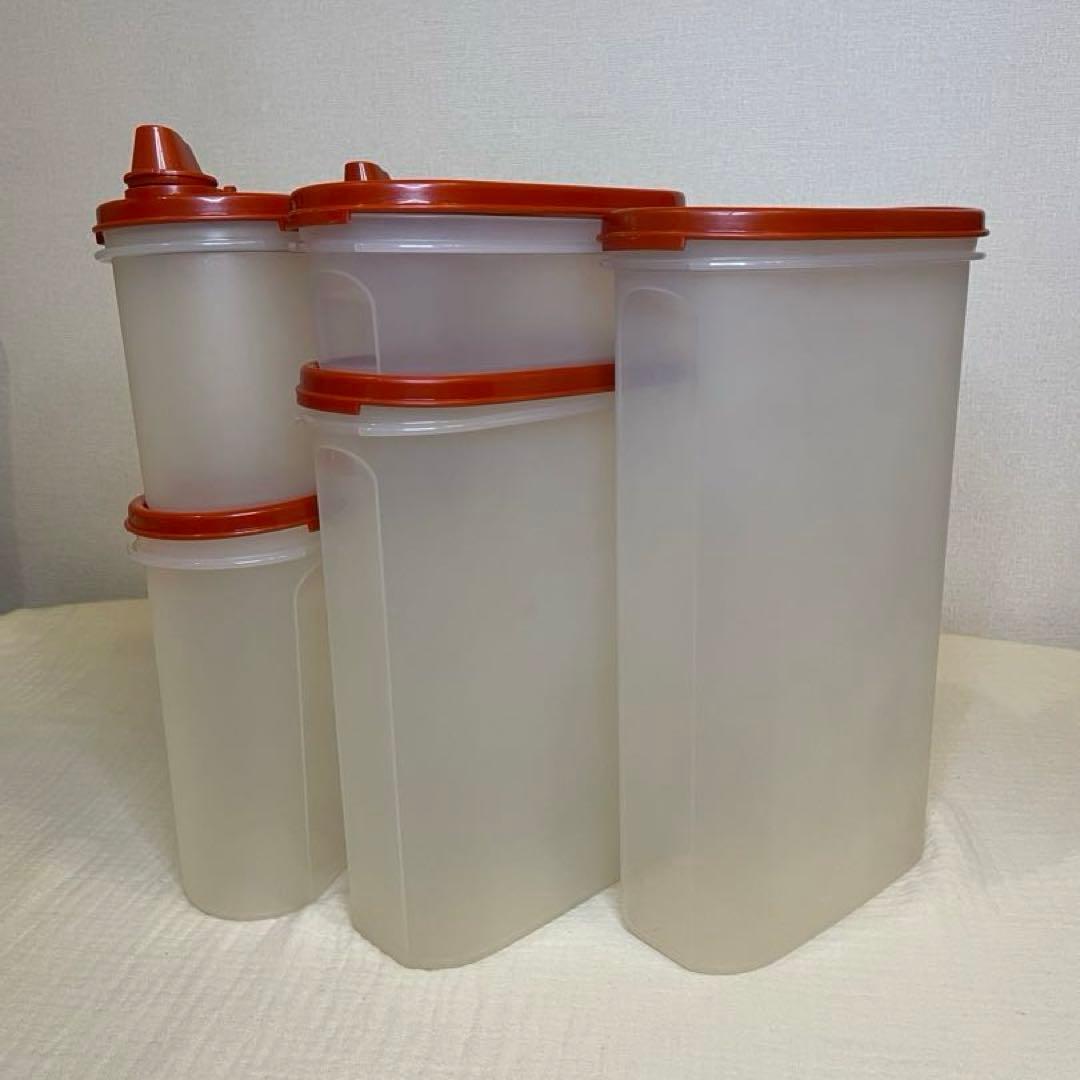 美品 タッパーウェア ＭＭだ円 ディスペンサー７個セット食品保存容器