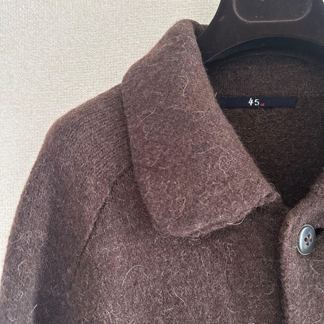 【美品】45R 45rpm アルパカ ウール縮絨ステンカラーロングコート