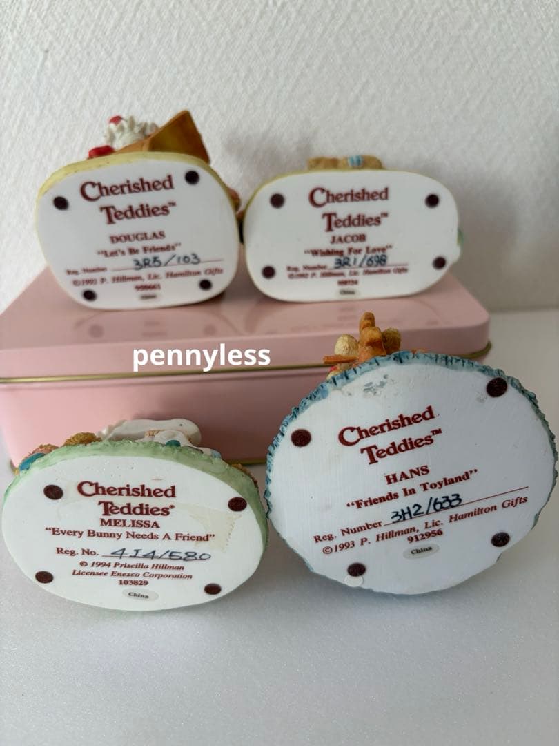 Cherished Teddies チェリッシュドテディ陶器クマの置物4体セット