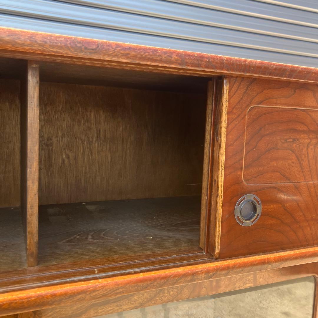 昭和レトロ 欅材 茶箪笥 ガラス扉 サイドボード 古家具 古民家 ビンテージ