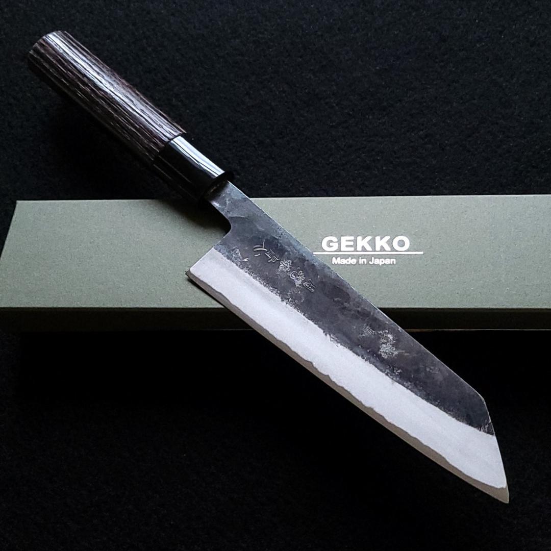 青紙２号 黒打 文化包丁 165㎜ G1401 焼栗柄 手作り 鍛造 月光作