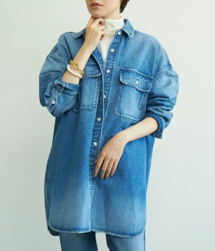 美品 ガリャルダガランテ 洗える デニムオーバーシャツ ジャケット ブルー系