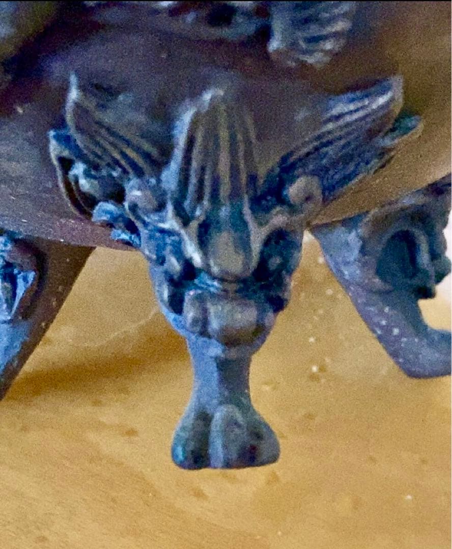 中華街名家　香炉唐金中国 乾隆年製1740年頃　象鼻耳獅子摘蓋透彫蓋獅子三足