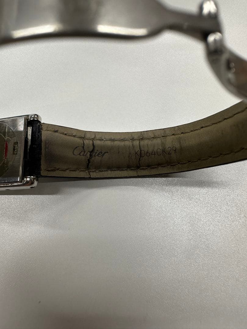 CARTIER タンク　バスキュラント　アナログ レザー 時計　2163-2