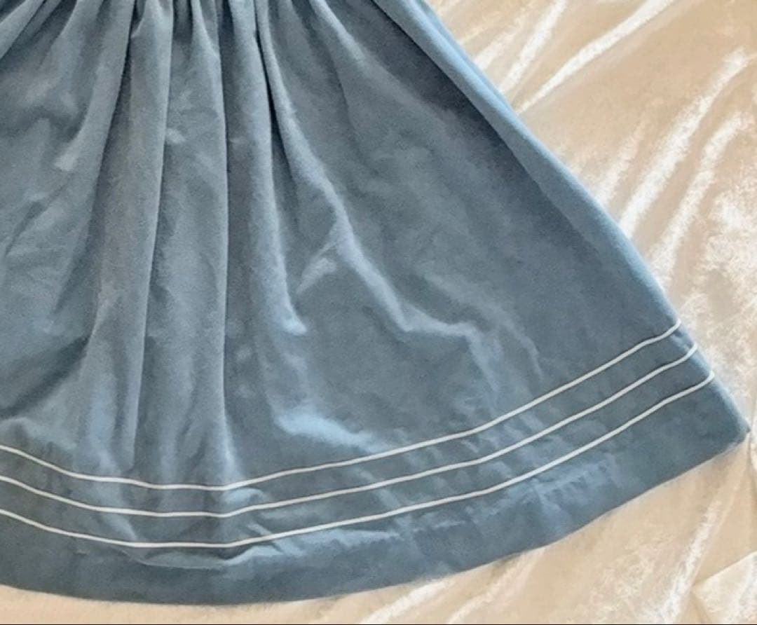 アリスエプロン付き　別珍ワンピース　Mサイズ　ハートE ロリィタワンピース