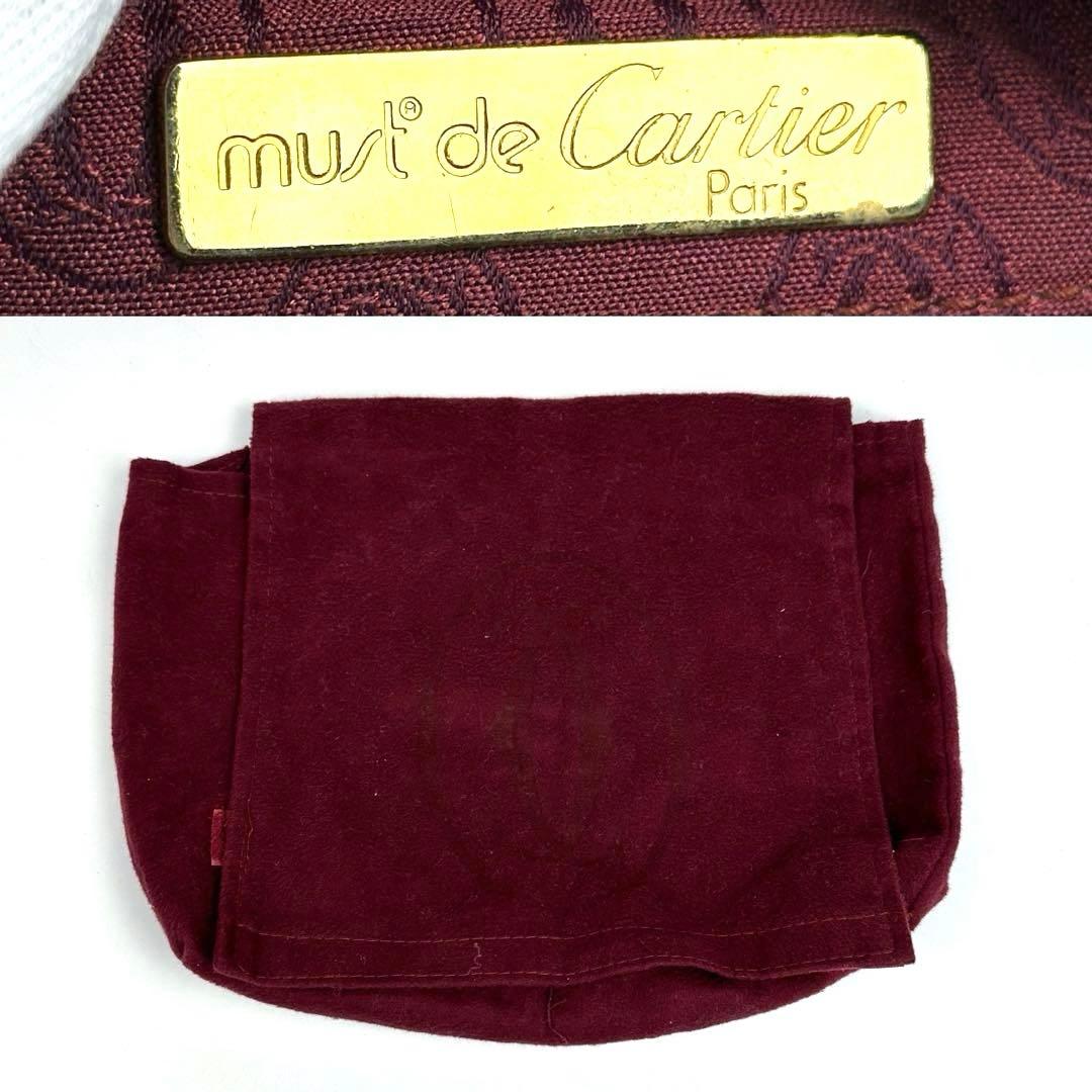 美品 カルティエ マストライン ショルダーバッグ ゴールド金具 裏地総柄 レザー