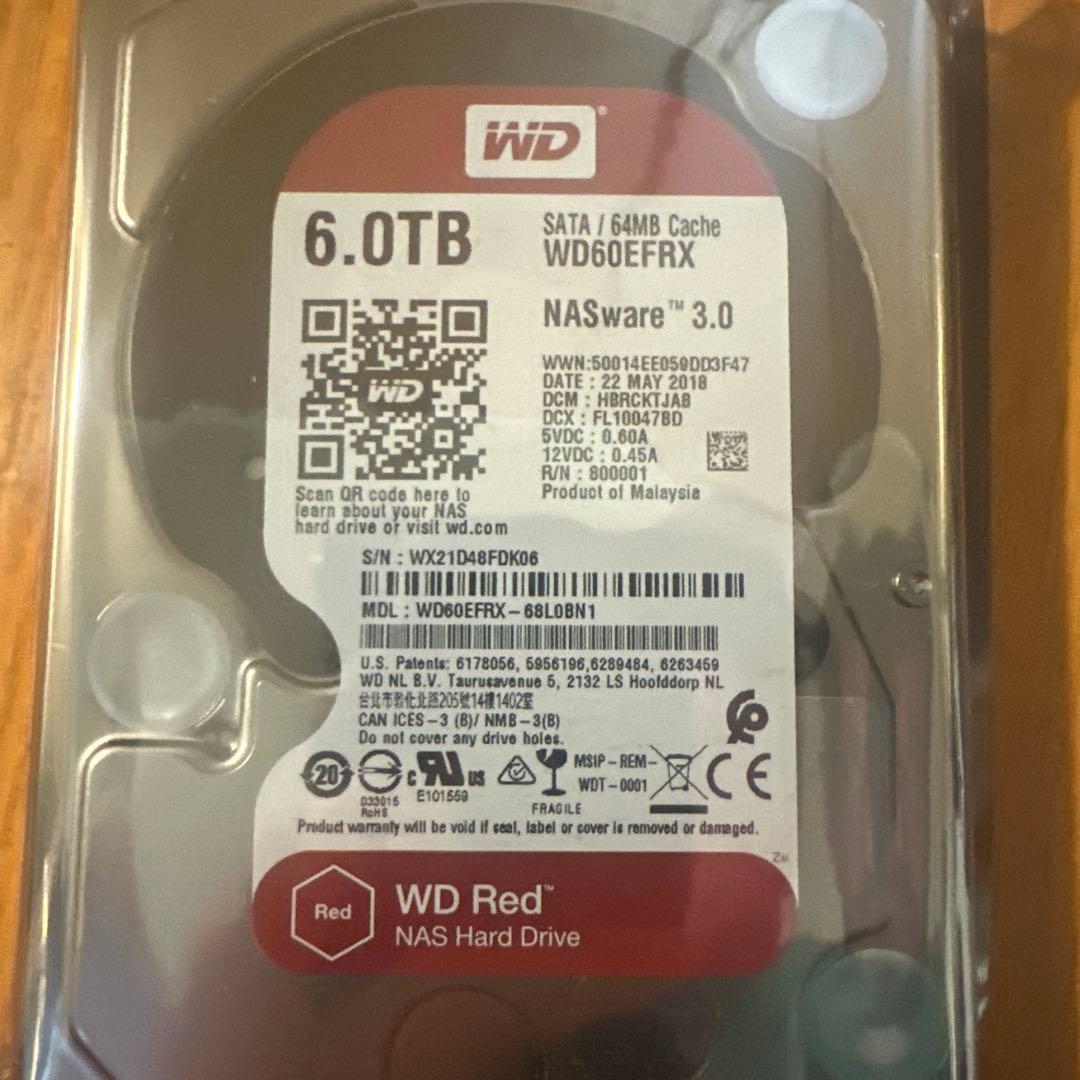 WD red NAS システム6.0TB SATA/64Mb cach