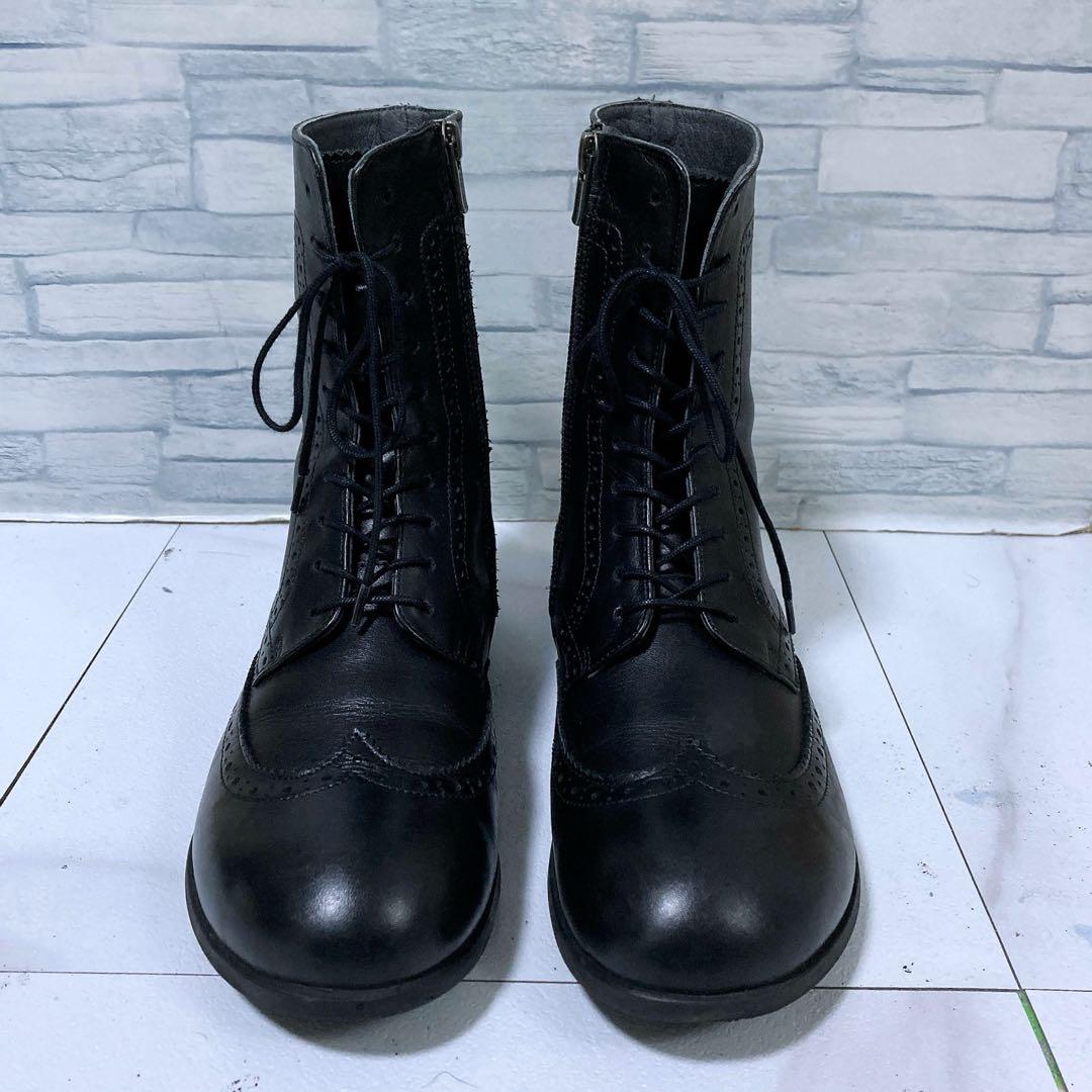 美品 ビルケンシュトック ララミーブーツ レースアップ 本革 黒 37 24