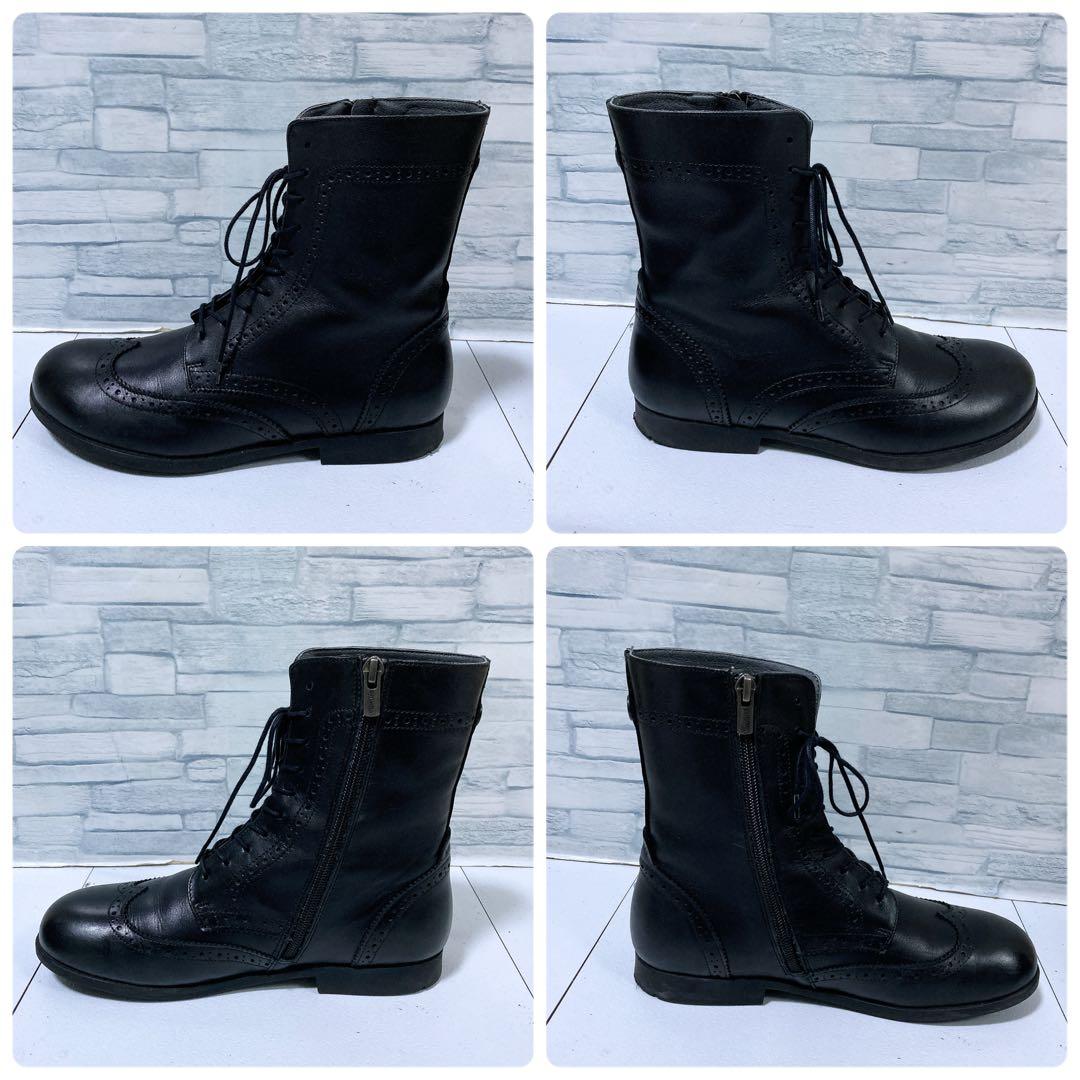 美品 ビルケンシュトック ララミーブーツ レースアップ 本革 黒 37 24