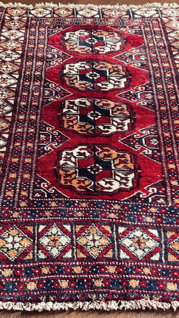 【月末セール】 115×72アフガニスタントルクメン手織りヴィンテージラグギュル