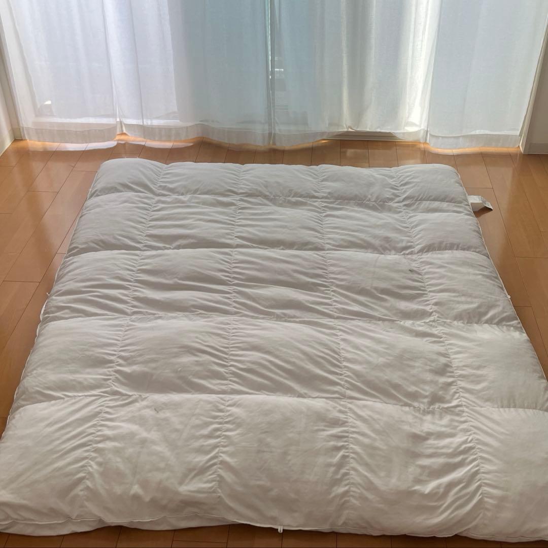 無印良品　グレー羽毛　掛ふとん　二層式 薄型　ダブルサイズ　190×210cm