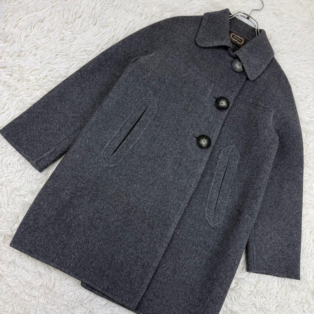 美品 伊製 AGNONA アニオナ ウールコート コクーン 絹 アンゴラ 一枚袖