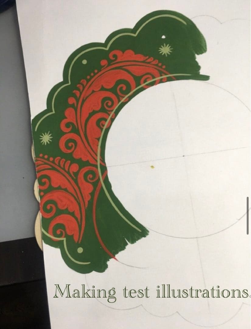 ロシア雑貨☆木製クリスマスリースB★レッド 壁掛け飾り マトリョーシカ　オリガ作