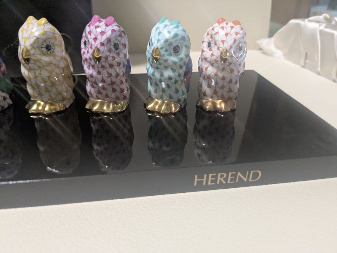 フクロウの陶磁器置物 7個セット