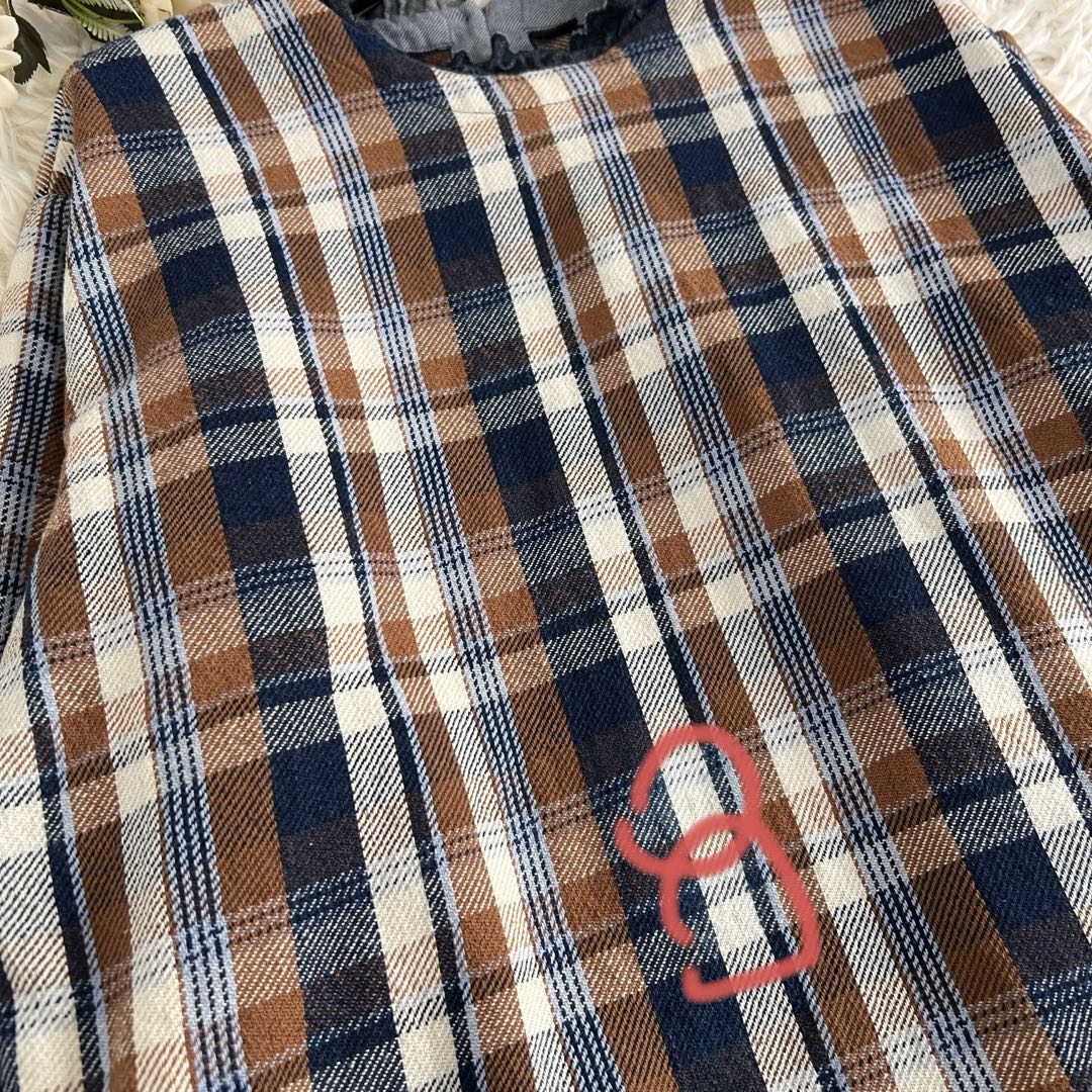 45R 藍 ざっくり ネル の フリル Tシャツ ブラウス