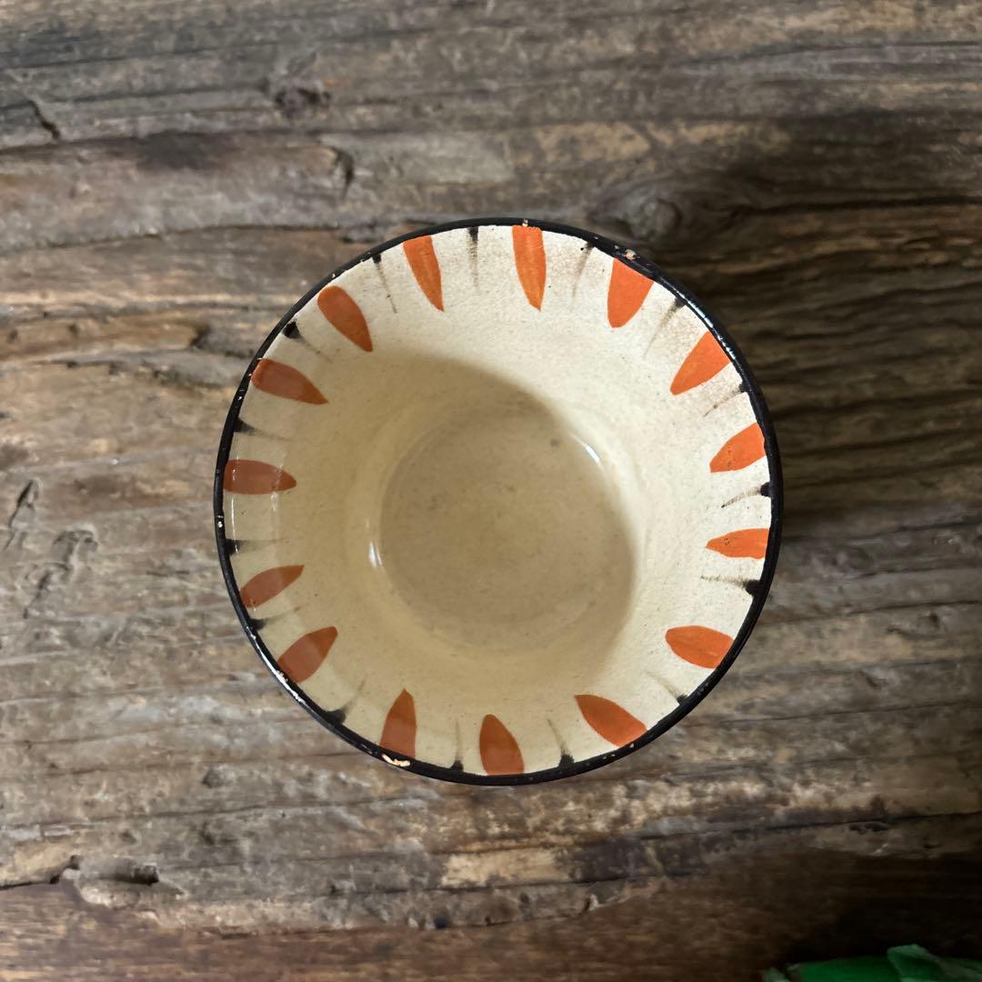 アンティーク　小ぶり麦藁手蓋付き向付　美濃　絵瀬戸　古美術　茶道具　懐石検:李朝