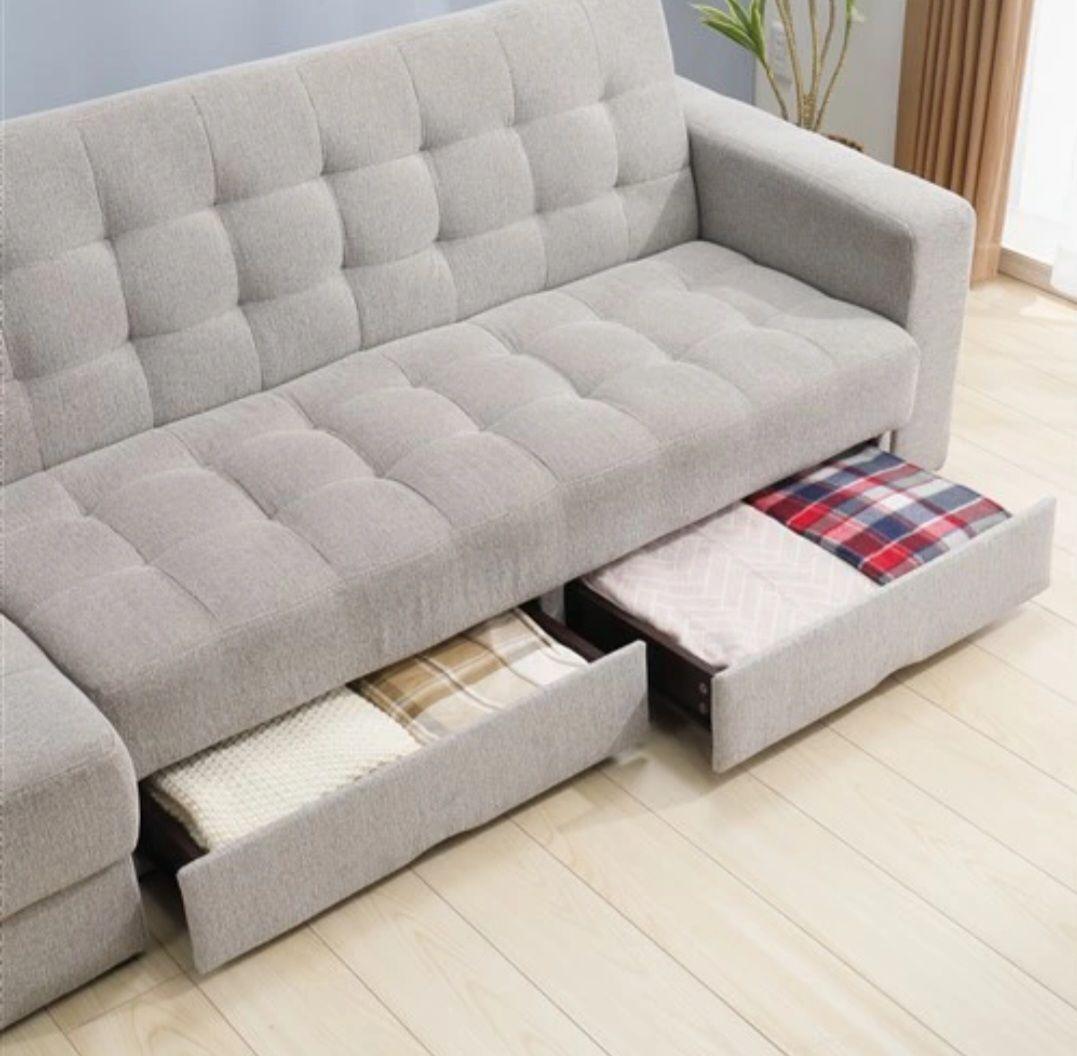 たっぷり収納付きソファーベッド(２～3人がけ、中古品)