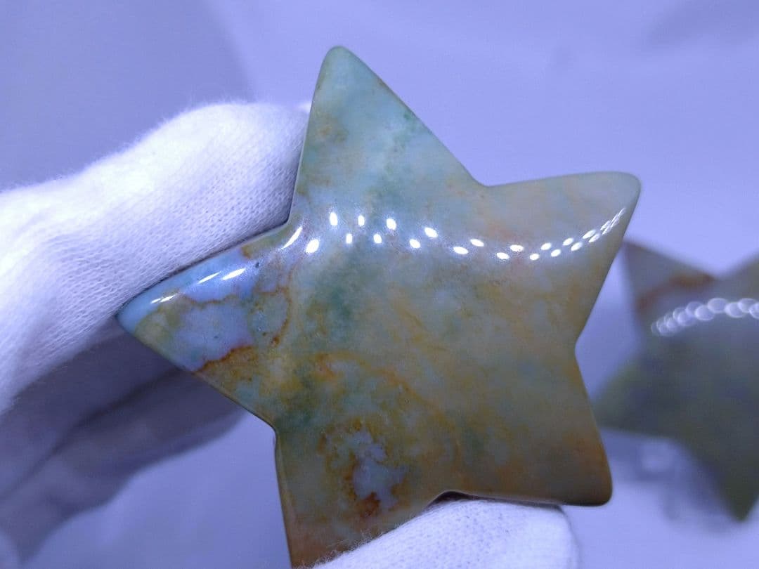 オーシャンジャスパー　星　モスアゲート　三日月　4点セット　癒し　才能　握り石