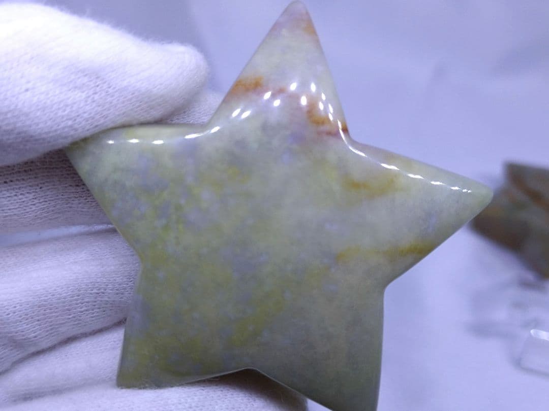 オーシャンジャスパー　星　モスアゲート　三日月　4点セット　癒し　才能　握り石