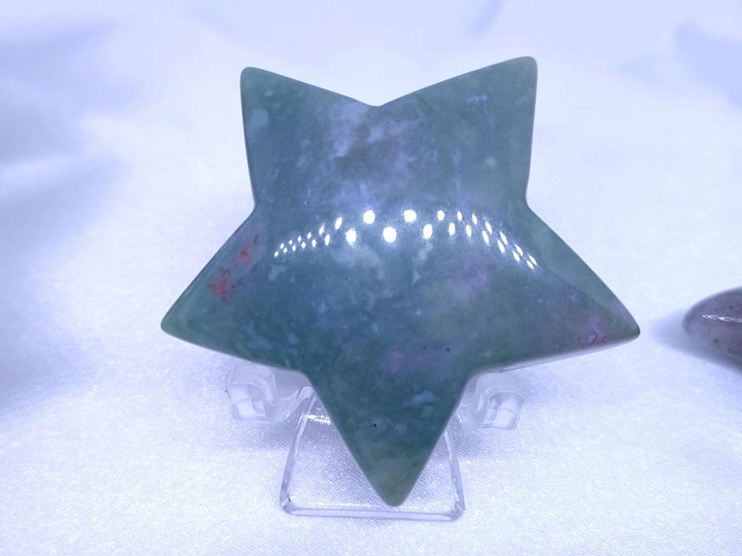 オーシャンジャスパー　星　モスアゲート　三日月　4点セット　癒し　才能　握り石