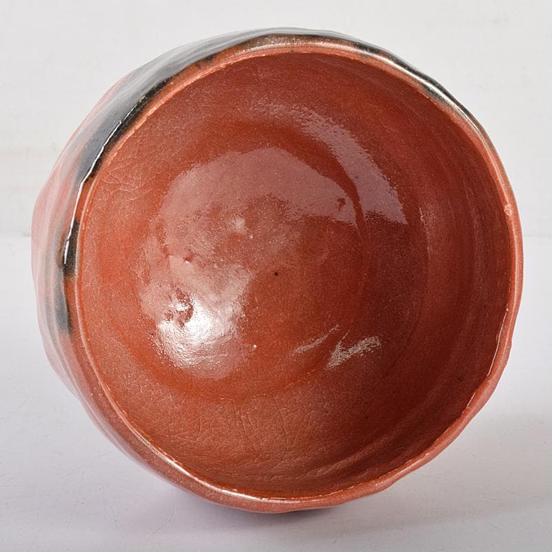 茶道具　楽焼　佐々木松楽造　赤楽茶碗　共箱　C　R8673