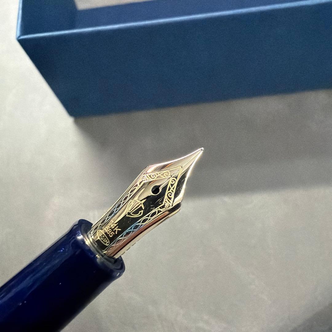 【美品】セーラー万年筆 プロフィットライト MF 14金 シャイニングブルー