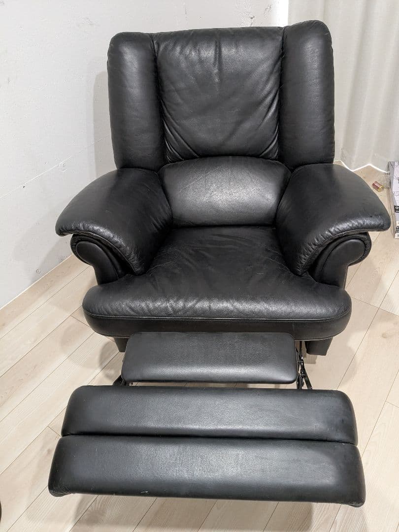 黒本革 1人掛けソファ　ロッキンチェア