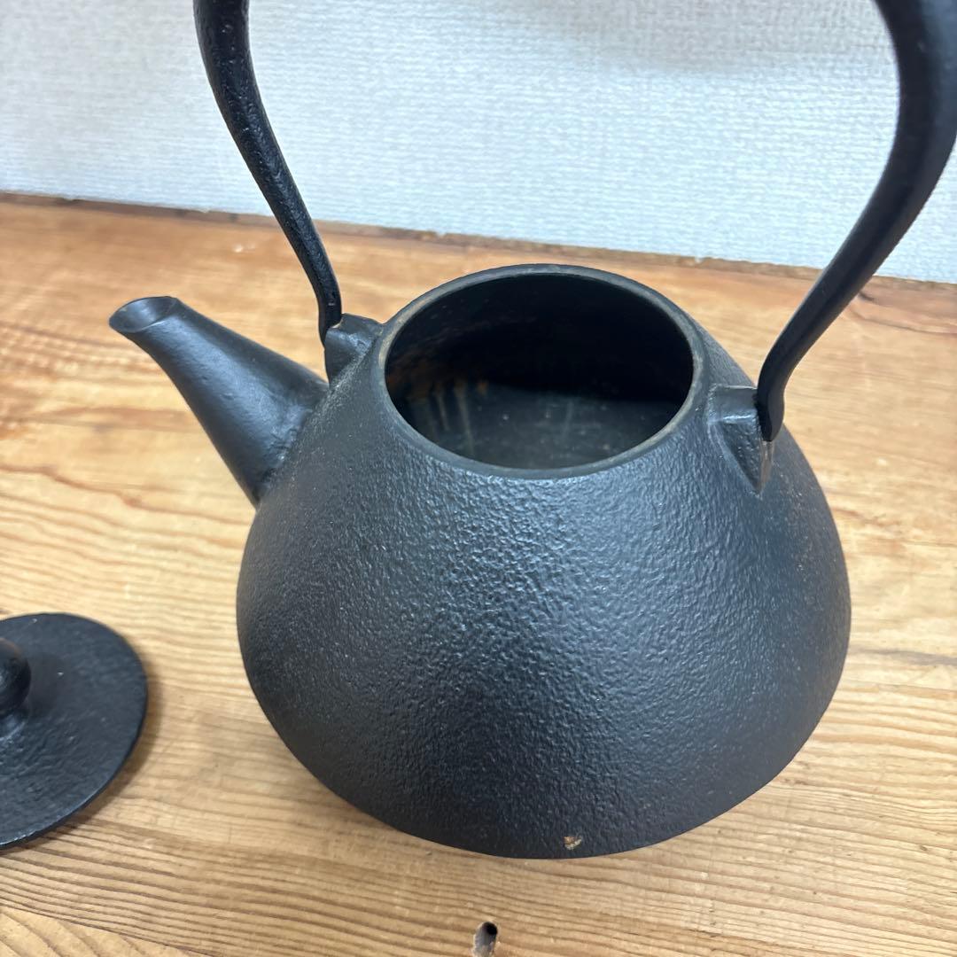 小笠原陸兆　鉄瓶　南部鉄器　やかん　末広　1L 美品