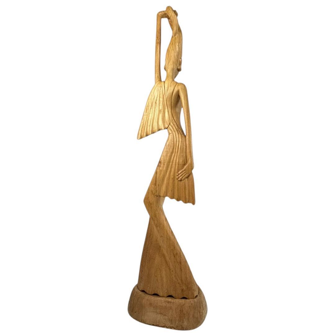 高さ153㎝　木彫り　木像　女性像　人魚　アンティーク　オブジェ　バリ調
