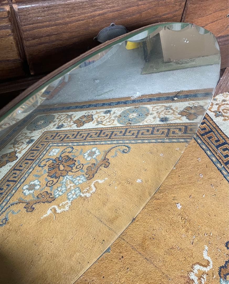 稀少/アンティーク/イギリス製/壁掛けミラー/カッティングミラー/ミラー/鏡/②