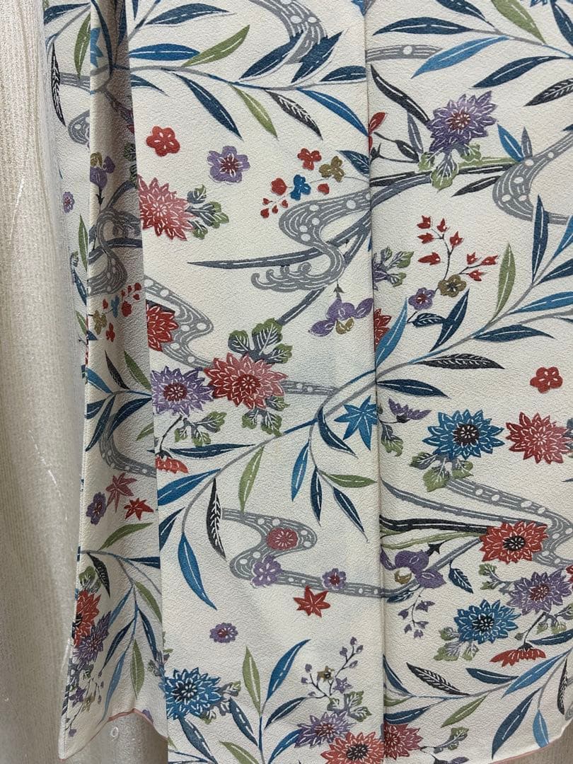 【専用です！もひもひ☆プロフ必読様】 正絹　花柄小紋着物　着物帯帯締め3点セット