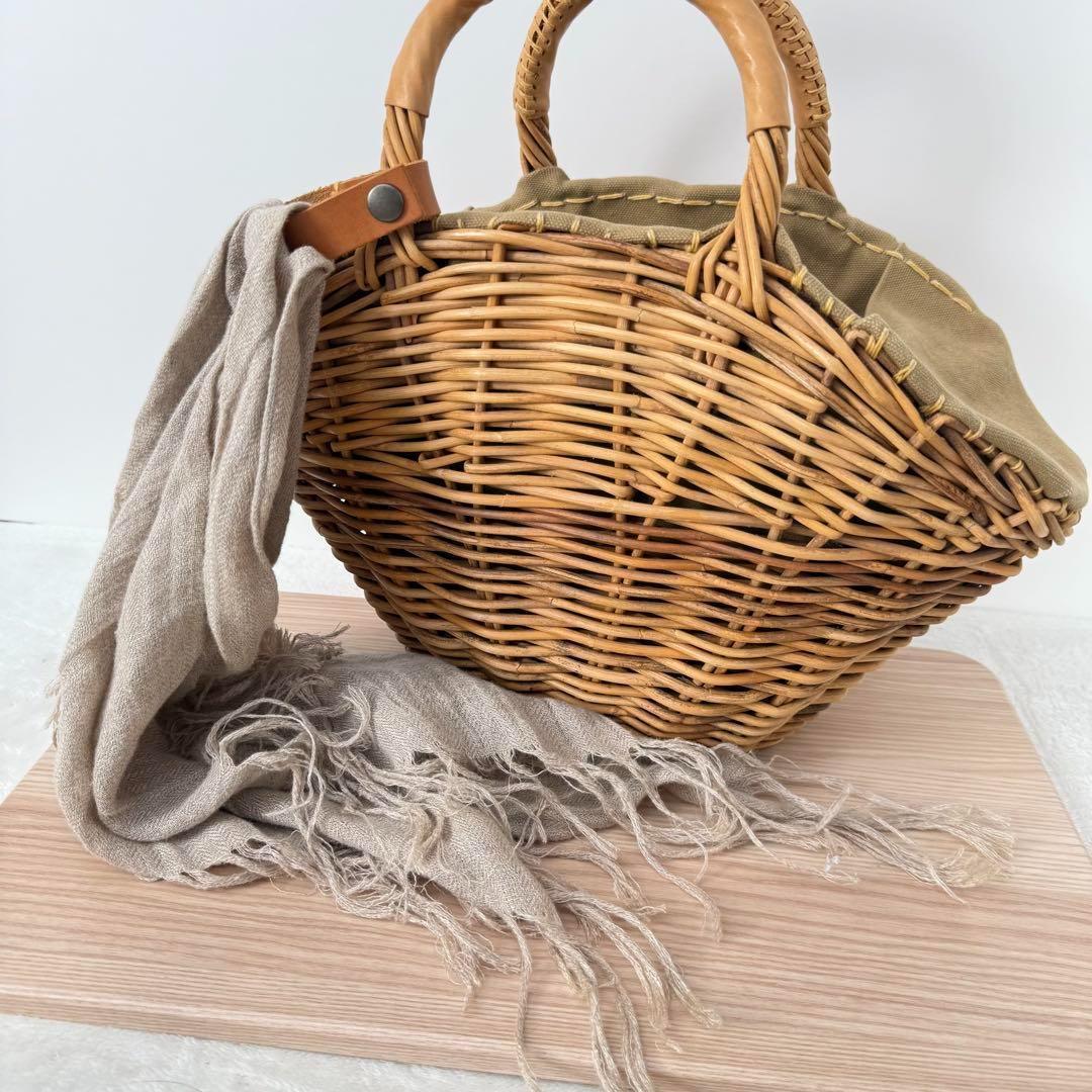 【美品✨️】eb.a.gos エバゴス 2本手 リネンかぶせ かごバッグ