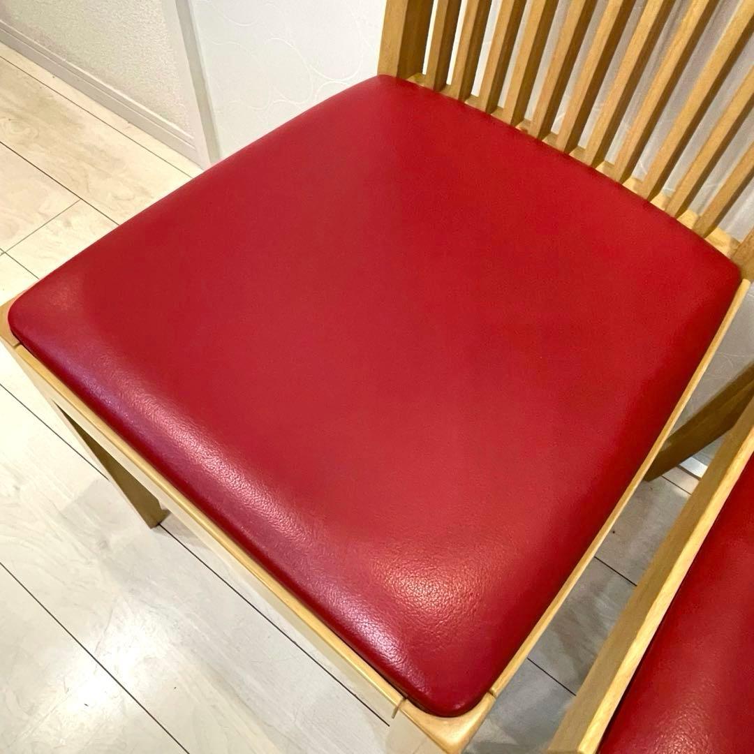 【美品】CRES クレス ダイニングチェア 2脚セット 木製 カフェ 店舗 赤