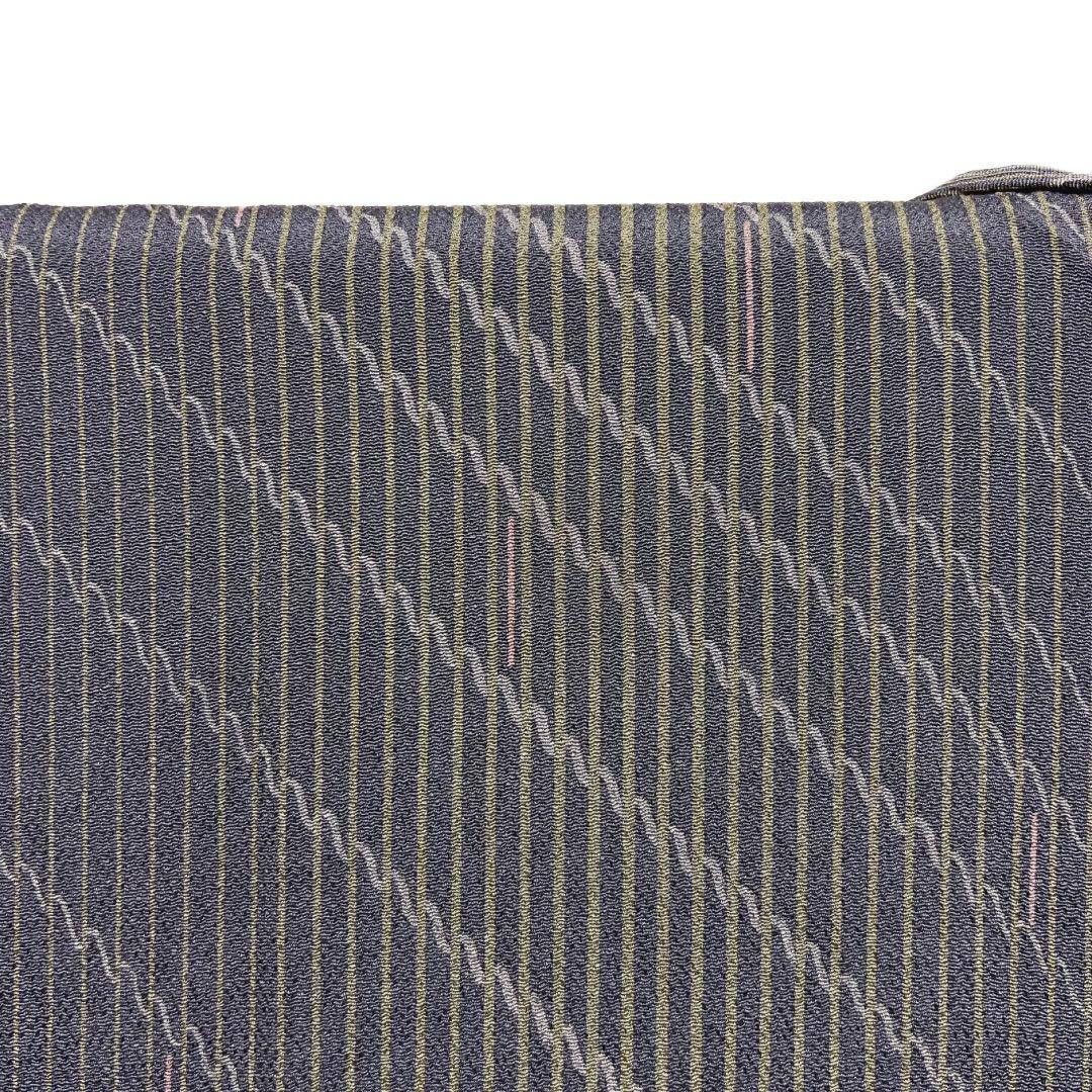 未着用　小紋　縦縞　斜め縞　よろけ縞　グレー　着物　122a d