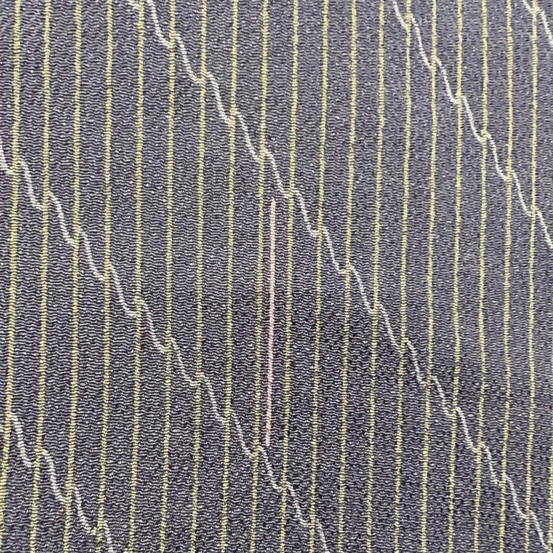 未着用　小紋　縦縞　斜め縞　よろけ縞　グレー　着物　122a d