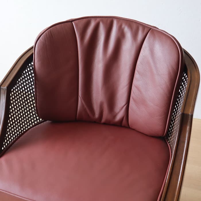 アンティーク カリモク Domani 一人掛け椅子 本革 ナラ材