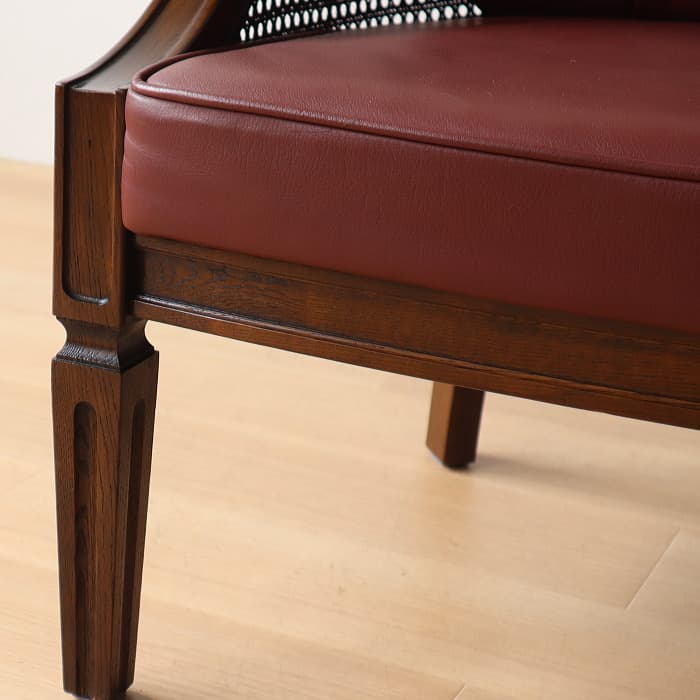 アンティーク カリモク Domani 一人掛け椅子 本革 ナラ材