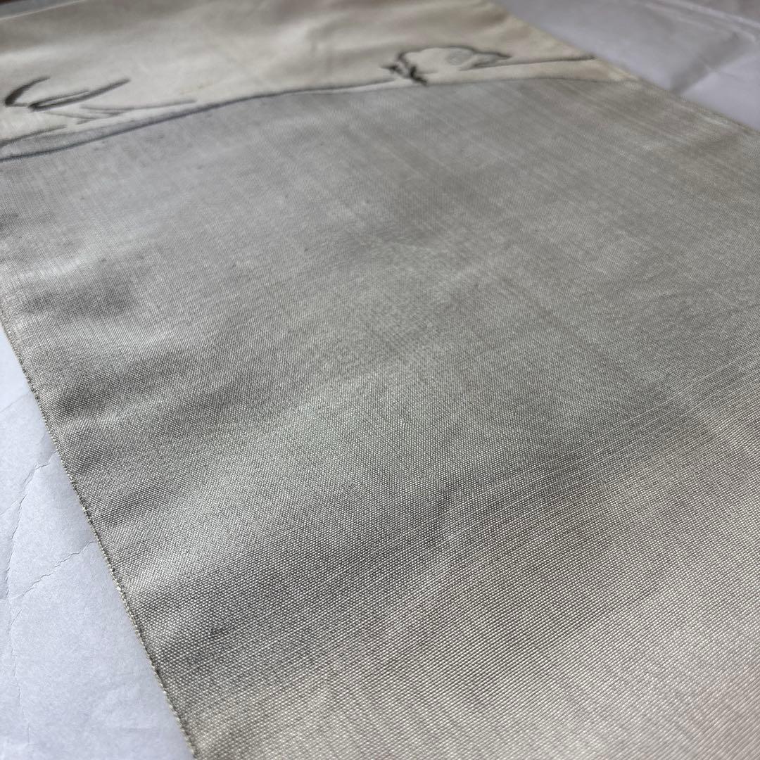 可愛いすずめ絵　織物のアート　紬袋帯　作家物