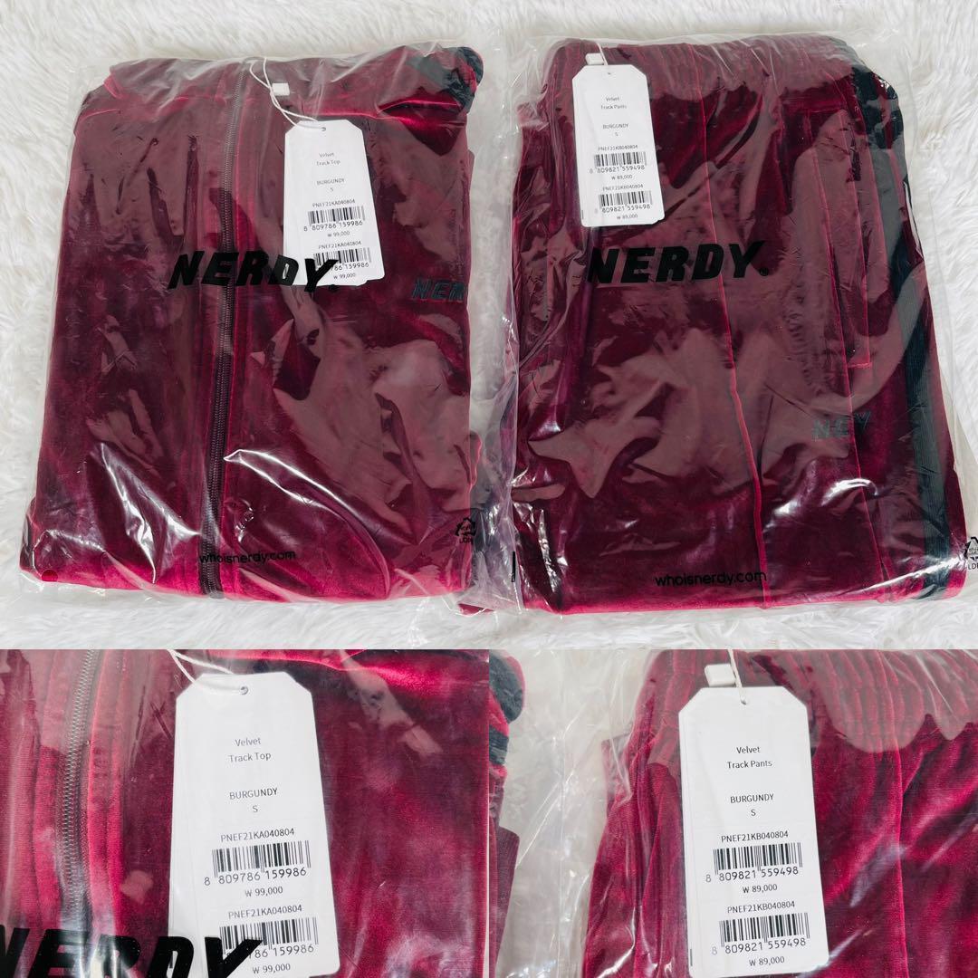 新品未使用 NERDY ノルディ ベロア セットアップ ワインレッド S