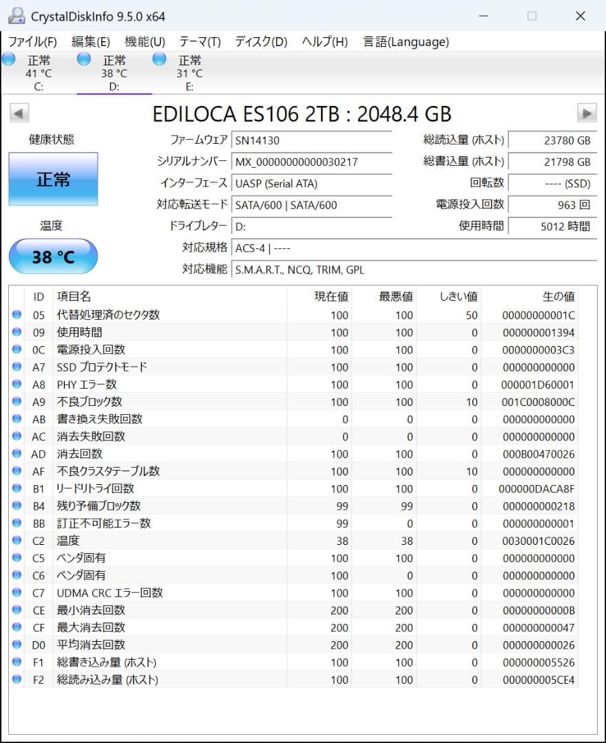 EDILOCA ES106 SSD 2TB 2.5インチ