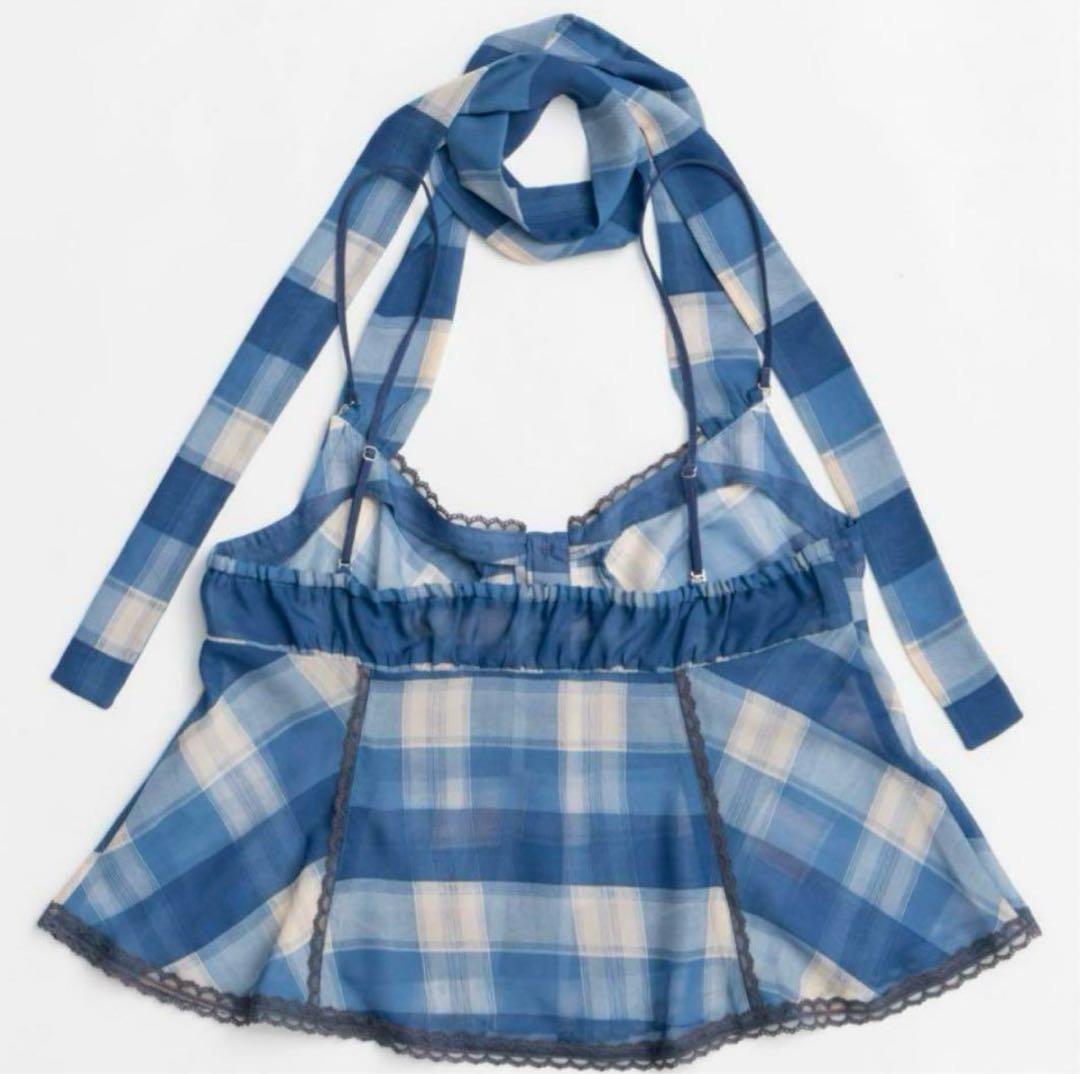 r*a様 MAISON SPECIAL チェックホルターペプラムシアートップス