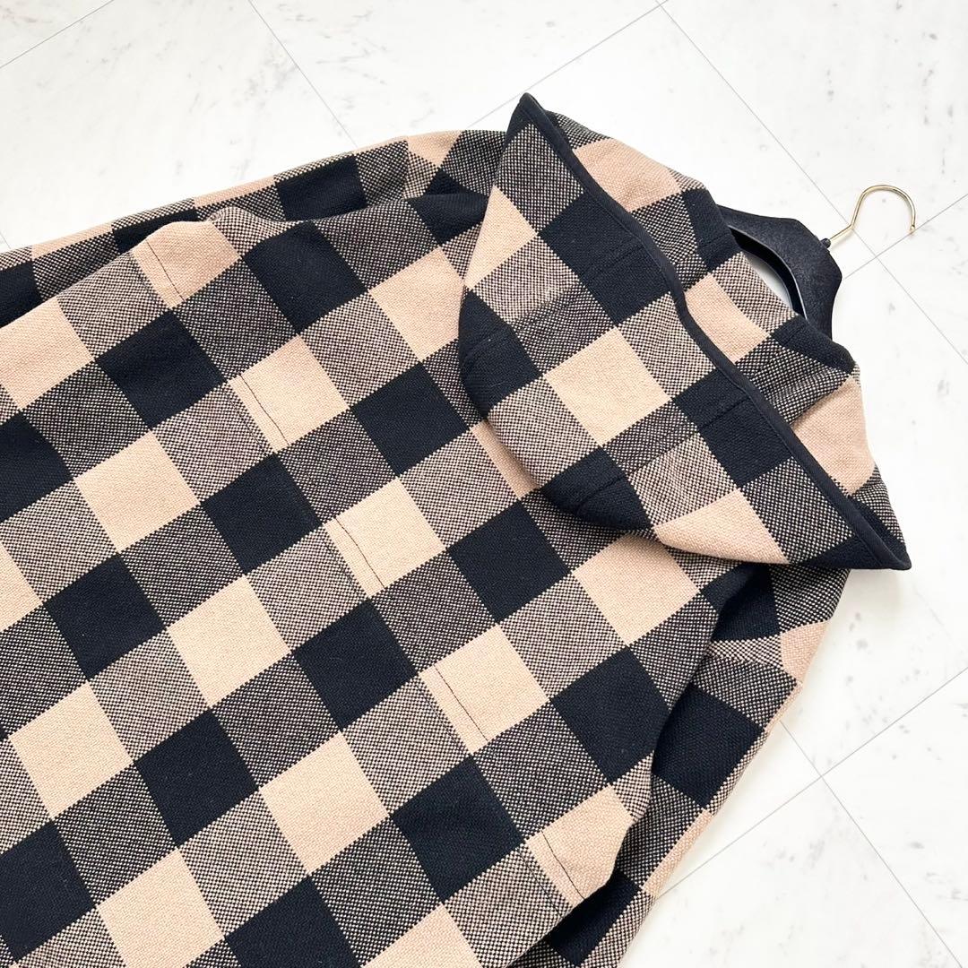 大きいサイズ❤️XL MaxMara マレーラ　フーデットコート　チェック　黒