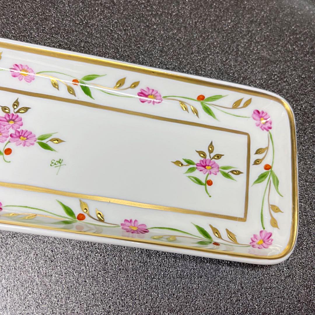 【未使用品】リモージュ 金彩装飾ピンクローズ ペントレイ&ペーパーナイフ 2点