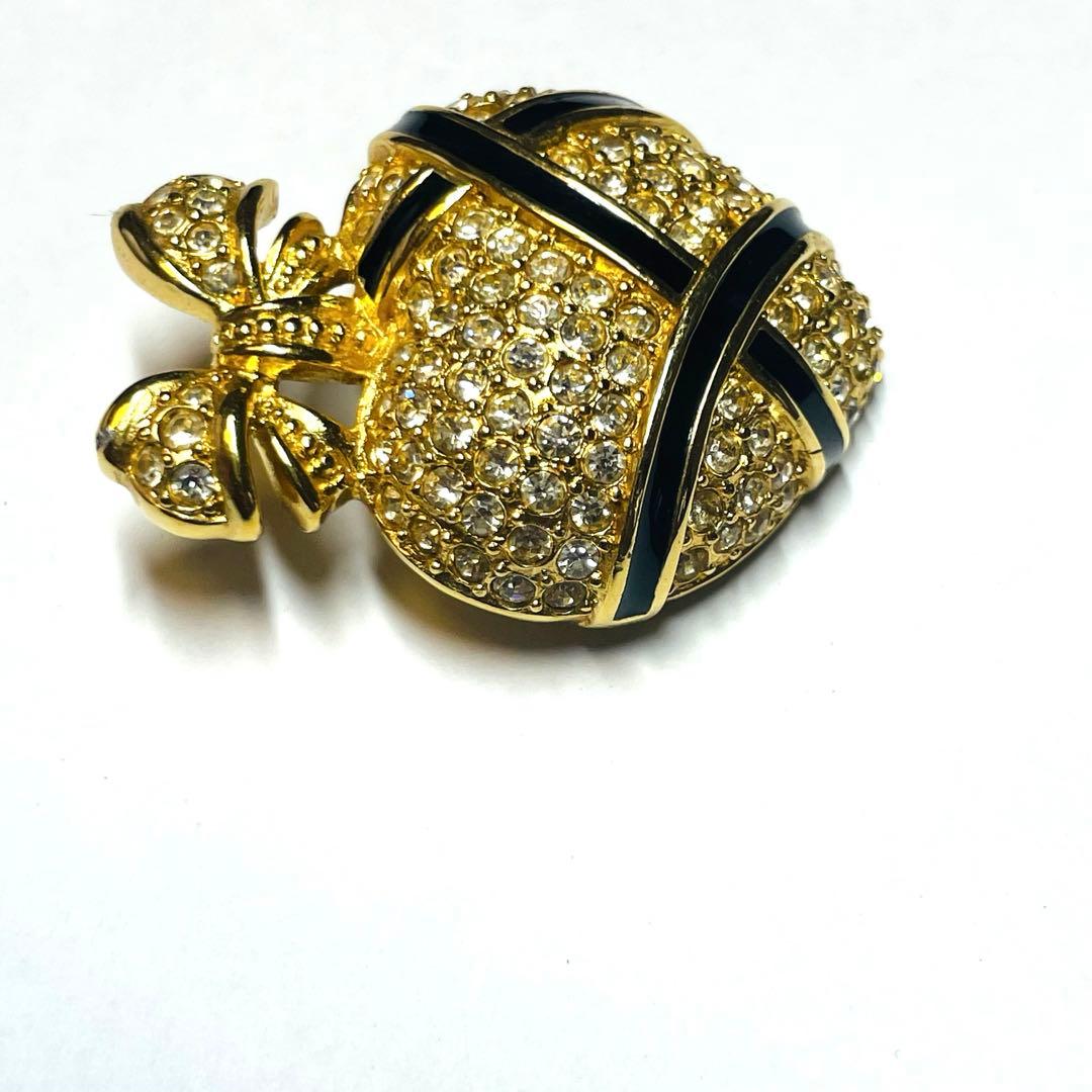 美品　希少デザイン　Christian Dior ブローチ　苺　ラインストーン